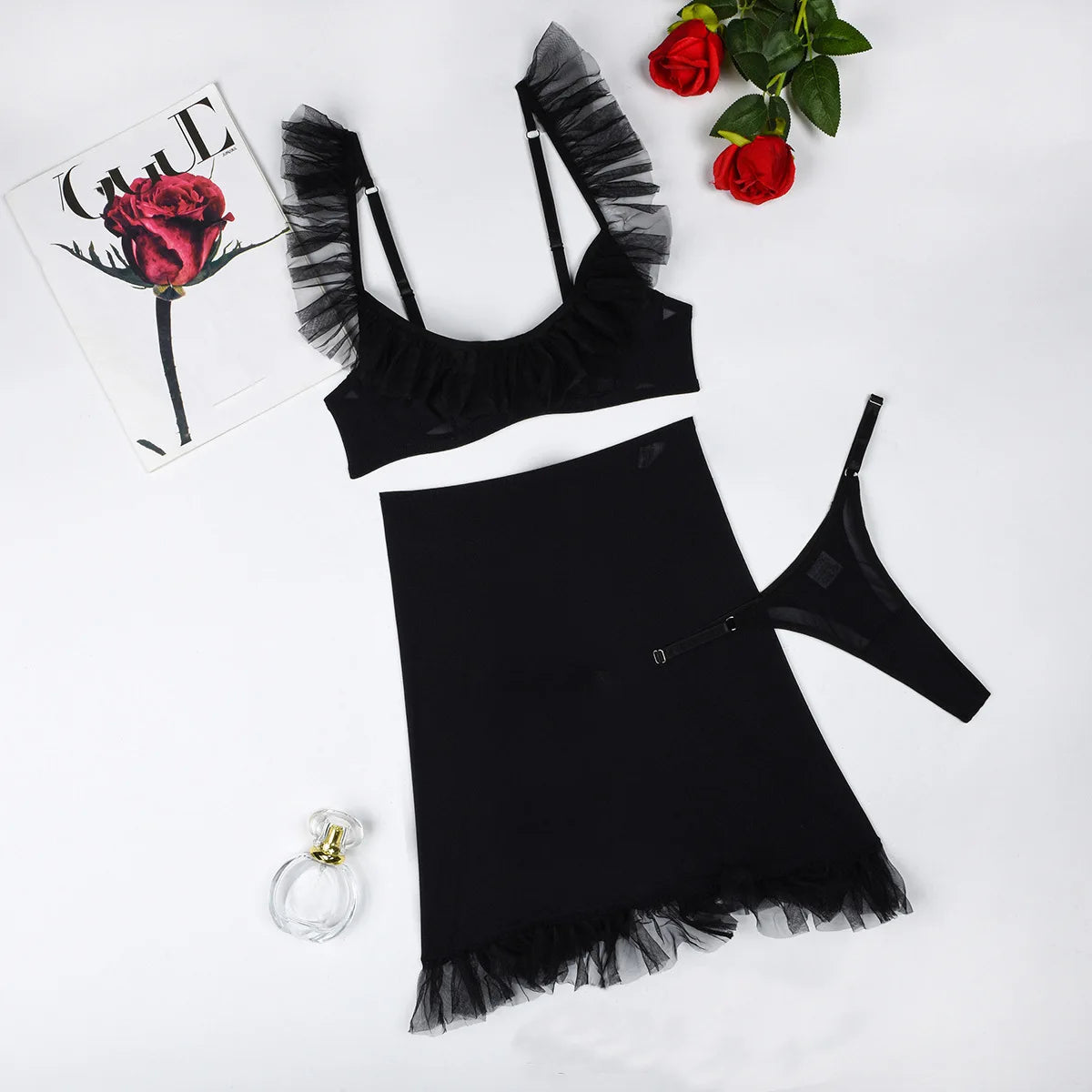 Elegant Mesh Lingerie Set Women