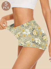 5-pack High-waisted Women's Underwear Abdominal Lifting And Gluteus Lifting Printed Pattern Comfortable Style