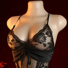 Women Lace Halter Teddy Skirt