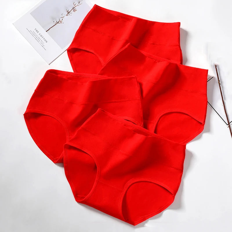 Women Print High Waist Briefs 4pcs