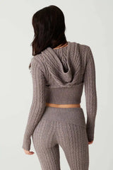Women's Zipper Crop Hoodie & Flare Pants Set