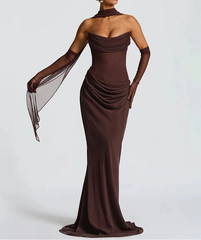 Scarf Collar Backless Maxi Dress