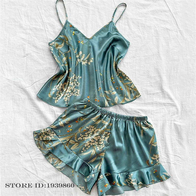 Plus Size Satin Floral Sleepwear