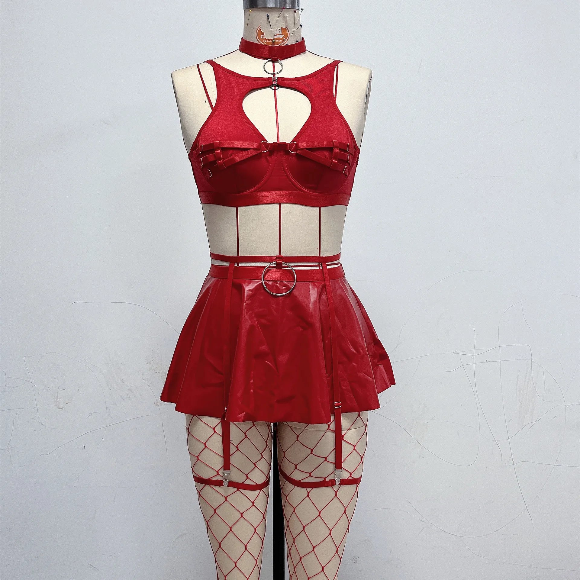 Hollow Out Leather Apron Lingerie