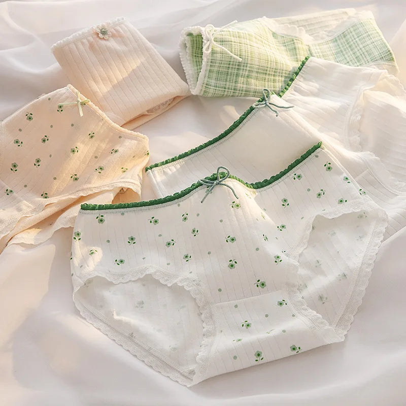 Floral Print Cotton Mid-Rise Briefs 5 Pack