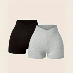 2PCS Trendy High-Rise Skinny Women’s Shorts-