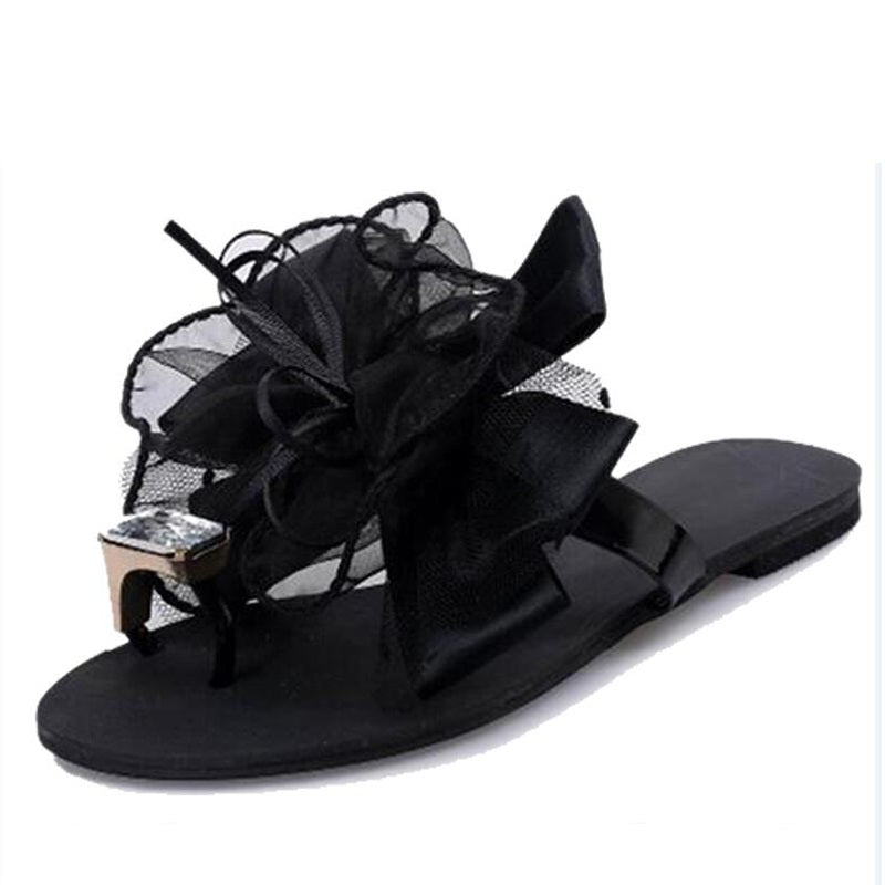 Bowtie Flower Flat Slippers
