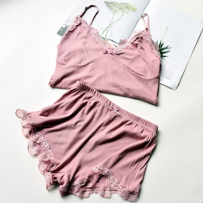 Sexy Lace Top And Shorts Set