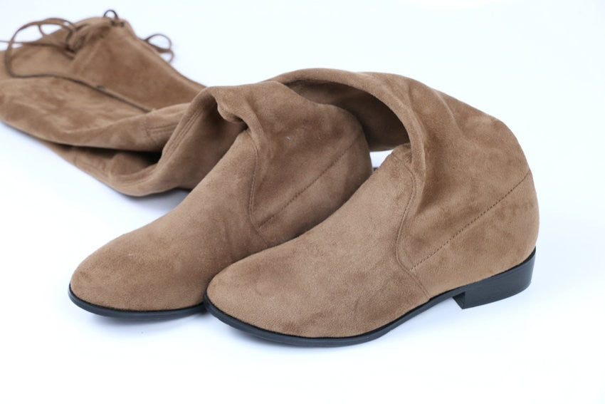 Women Lace Up Stretch Fabric Boots