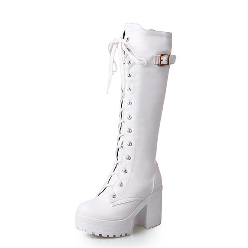 Women Square Heel High Boots