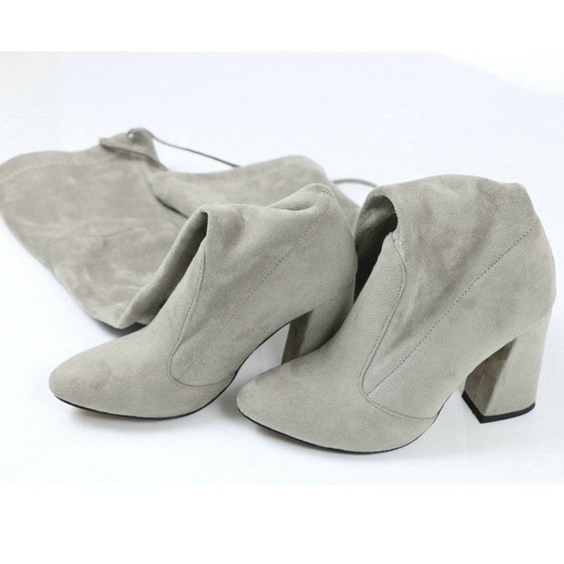 Flock Leather Women Over Knee Boots