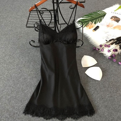 Women's Sexy Silk Nightgown Dress