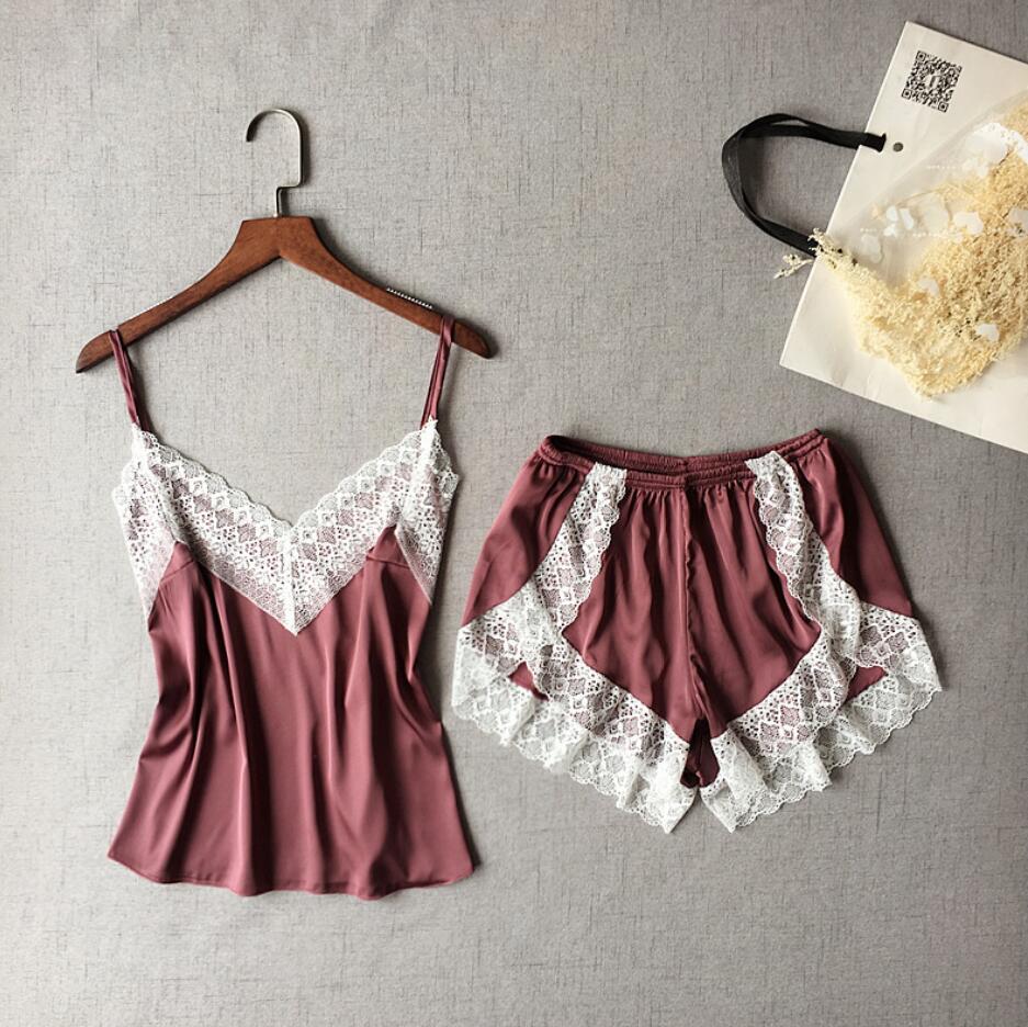 Women's Sleepwear Sexy Satin Dress Set