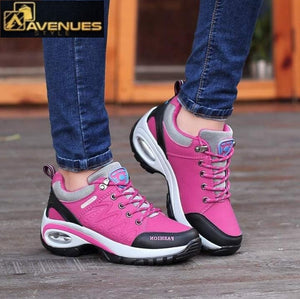 Woman Lace-Up Rubber Wedges walking Shoes