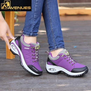 Woman Lace-Up Rubber Wedges walking Shoes