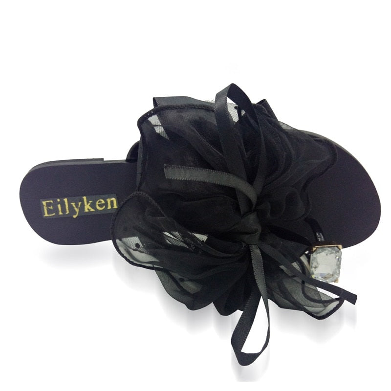Bowtie Flower Flat Slippers