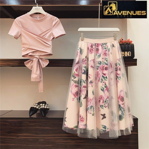 Women's Vintage Floral Skirt Sets