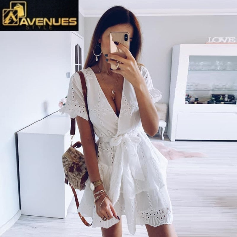 Women Short Sleeve Sundress Sexy