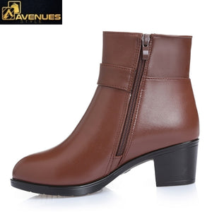 Genuine Leather Women's Warm Boots
