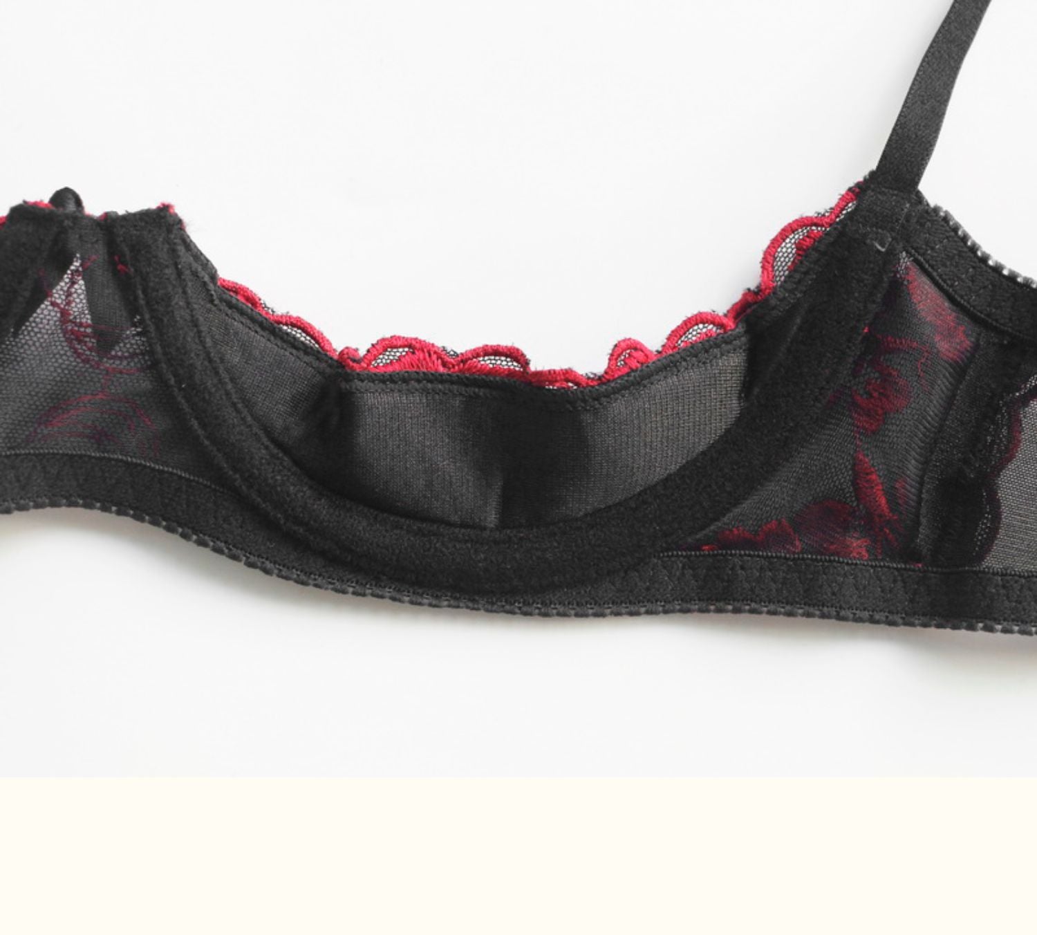 Lace Hollow Out Ultra-Thin Bra Panty Garter Lingerie Set