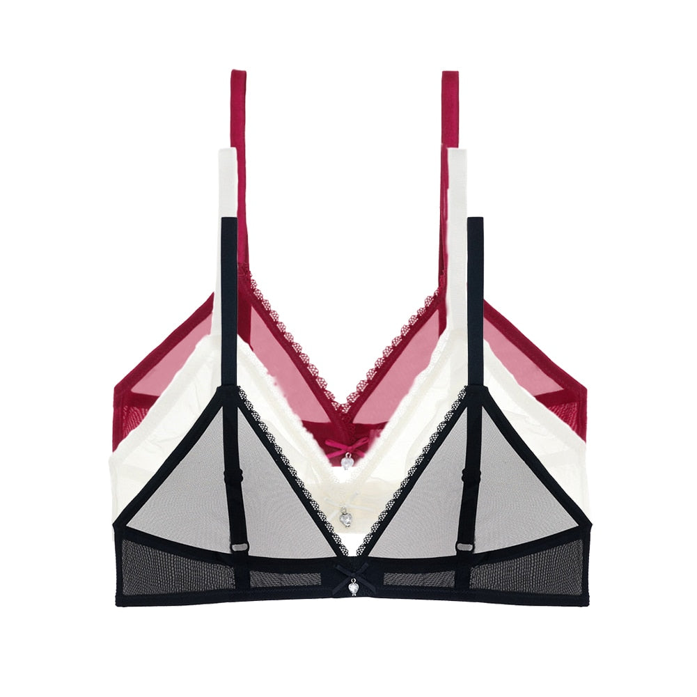 Ultra-Thin Mesh Lingerie Breathable Bra 3-Piece Combination