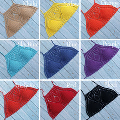 Lining Crochet Push Up Bra Hollow Out Halter Knitted Bikini Top