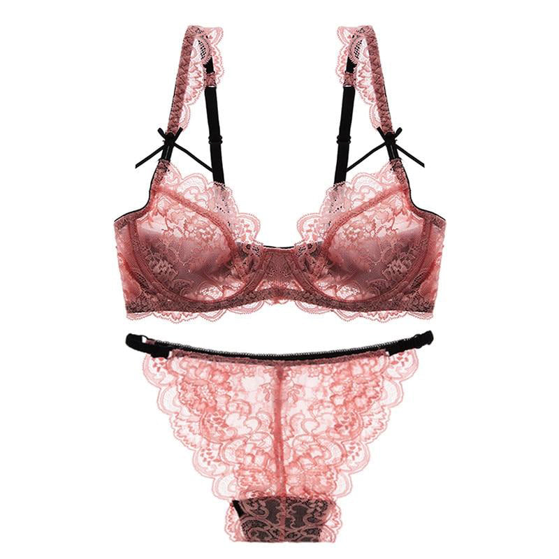 Sexy Lace Transparent Embroidery Lingerie Bra Underwear Set