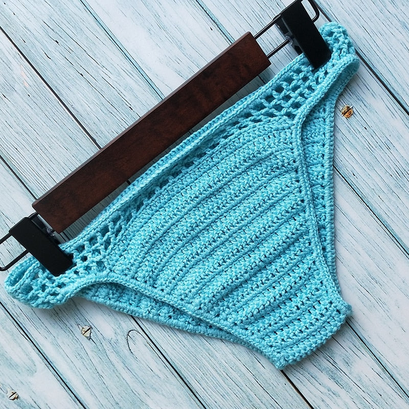 Lining Bikini Bottoms Crochet Thong Handmade Knitting Swimwear Shorts