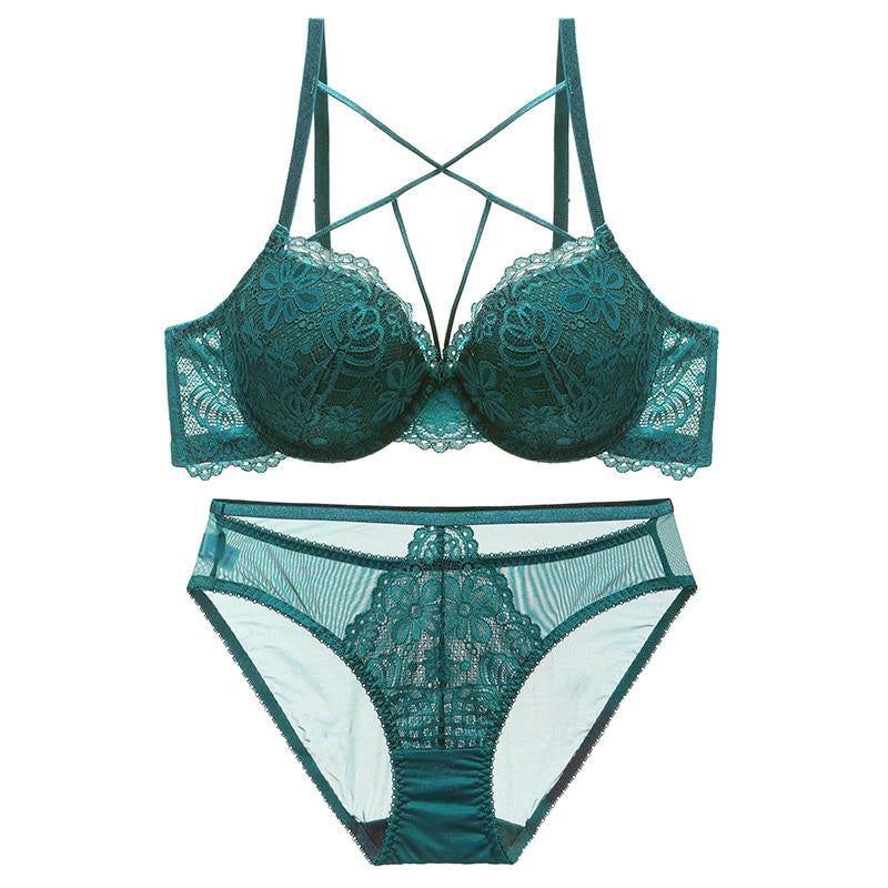 Cotton Thick V-Neck Lingerie Push Up Underwear Bra Set