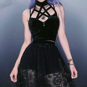 Aesthetic Gothic Pentagram Cropped Top Grunge Tank Tops