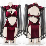 Punk Gothic Lace Lingerie Maid Temptation Evil Demon Open Crotch Dress
