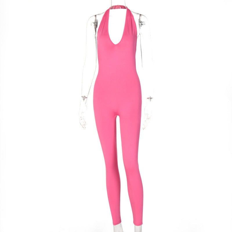 Women Long Jumpsuits Skinny Backless Sleeveless