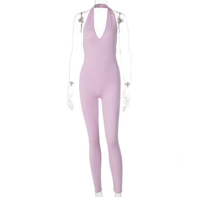 Women Long Jumpsuits Skinny Backless Sleeveless