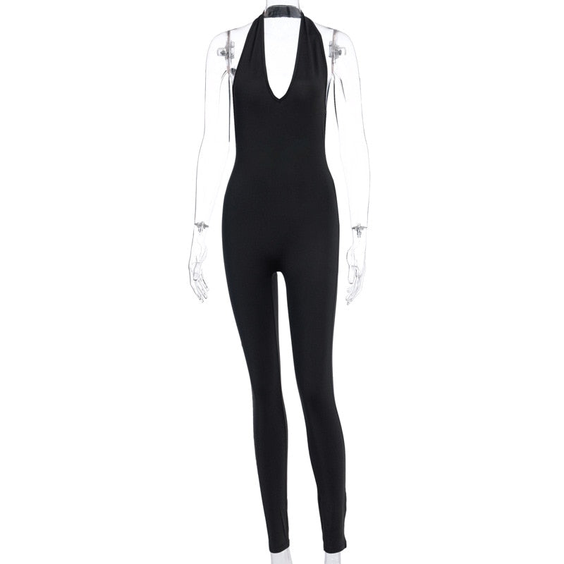 Women Long Jumpsuits Skinny Backless Sleeveless