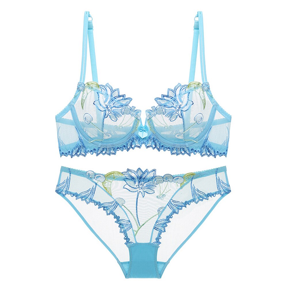 Sexy Floral Lace Transparent Underwear Bra Lingerie Set