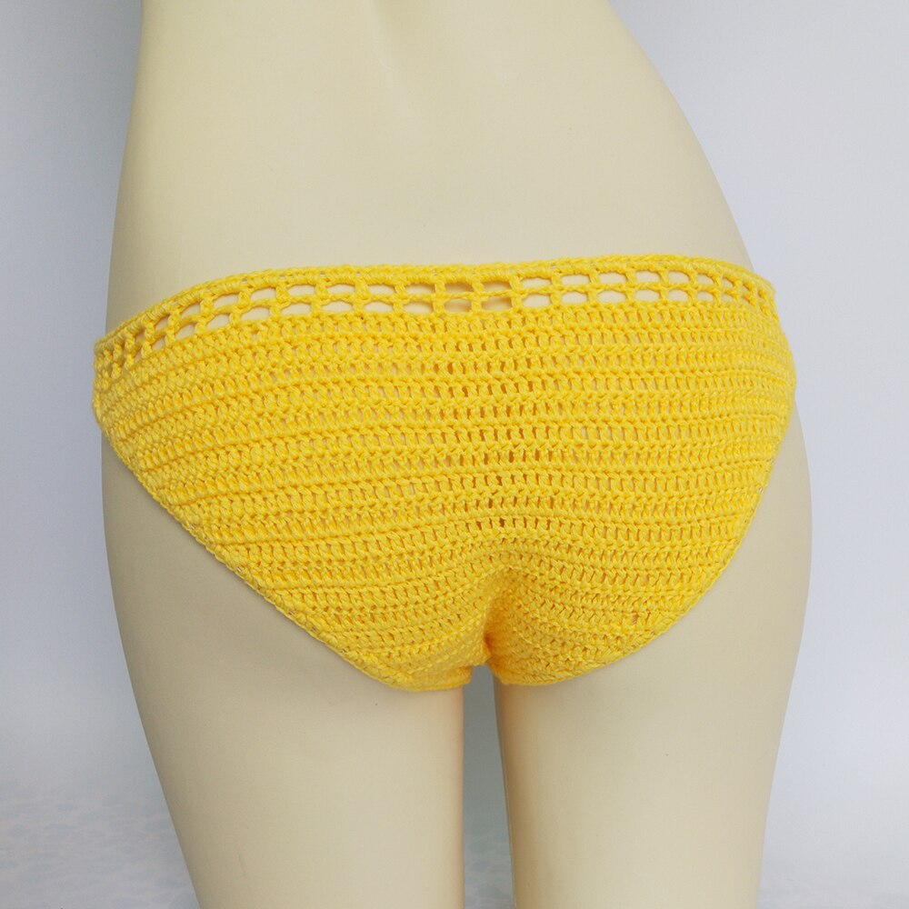 Lining Bikini Bottoms Crochet Thong Handmade Knitting Swimwear Shorts
