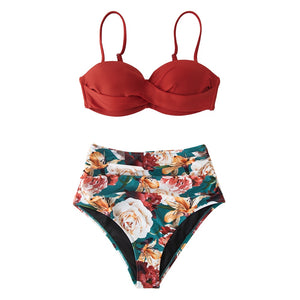Floral Push Up High Waist Bikini Sets 2-Pieces Swimwear