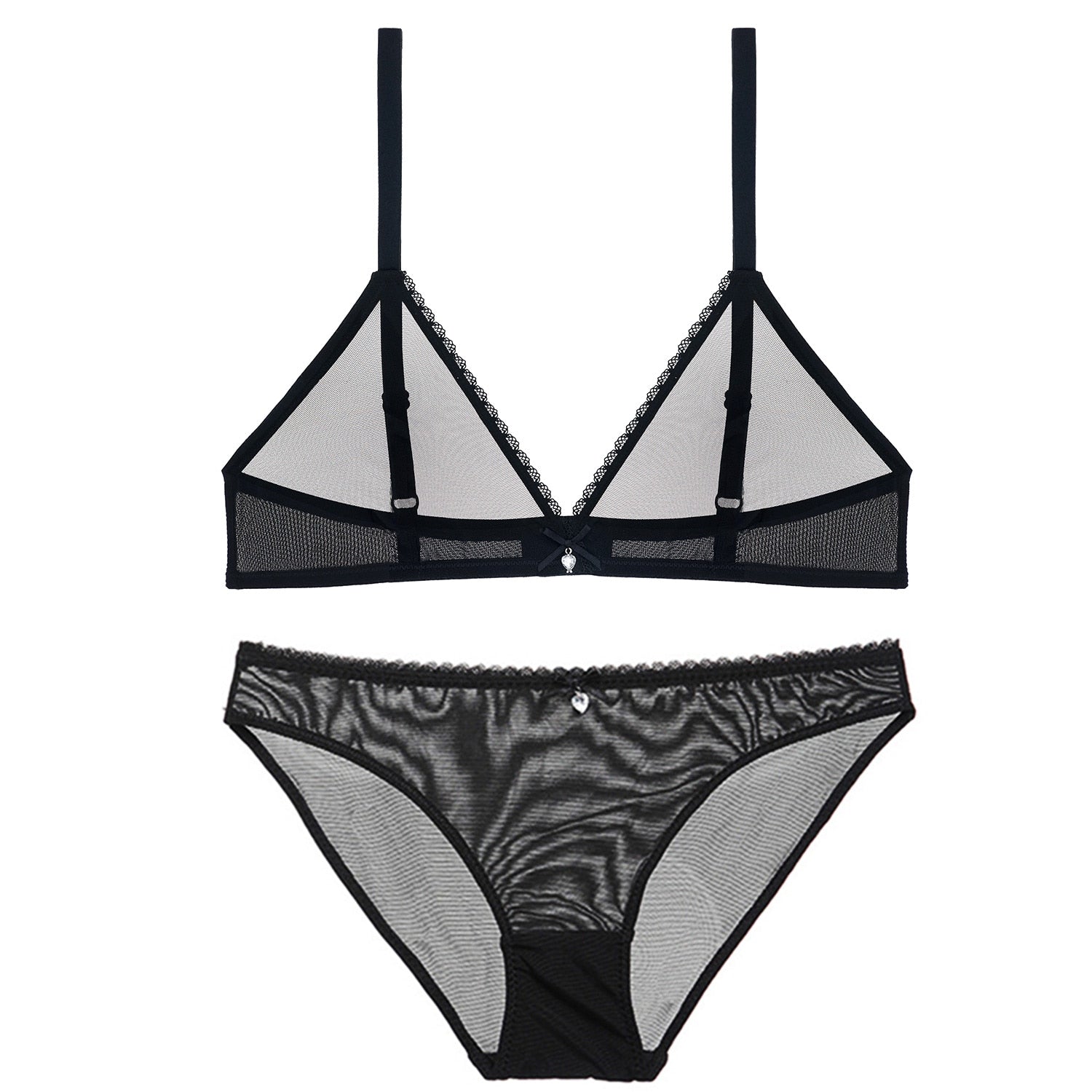 Deep V Transparent Lingerie Wire Free Soft Set