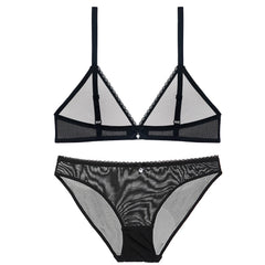 Deep V Transparent Lingerie Wire Free Soft Set