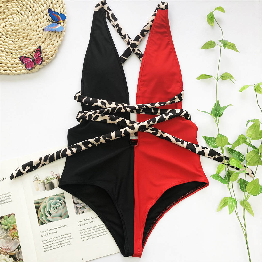 Women's Swimsuit One Piece V-Neck Long Strap Swimwear