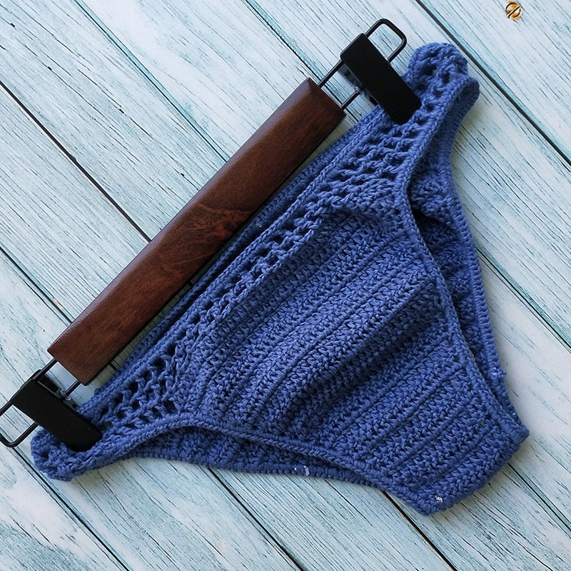 Lining Bikini Bottoms Crochet Thong Handmade Knitting Swimwear Shorts