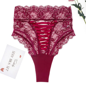 Sexy High-Rise Panty Hollow G Strings Floral Lace Thong