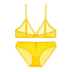 Deep V Transparent Lingerie Wire Free Soft Set
