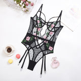 Floral Embroidery Lace Lingerie 3-Piece Bra and Panties Sets