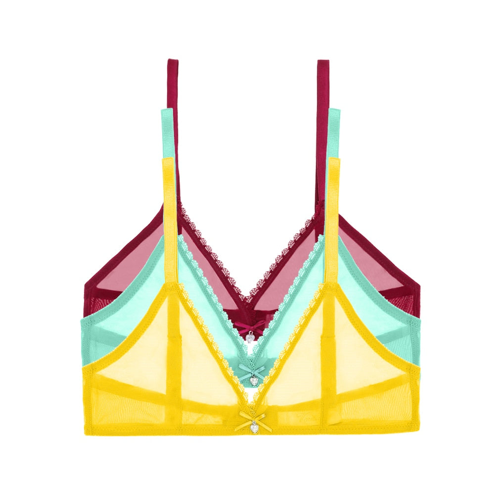 Ultra-Thin Mesh Lingerie Breathable Bra 3-Piece Combination