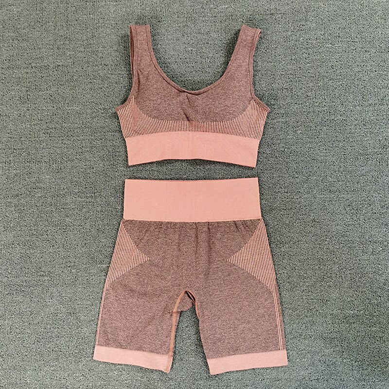 Dry Fit Two Piece Tight Crop top Bra Legging Gym Sets