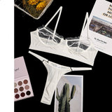 Ruffle Lace Underwear Sexy Transparent Bra Lingerie Set