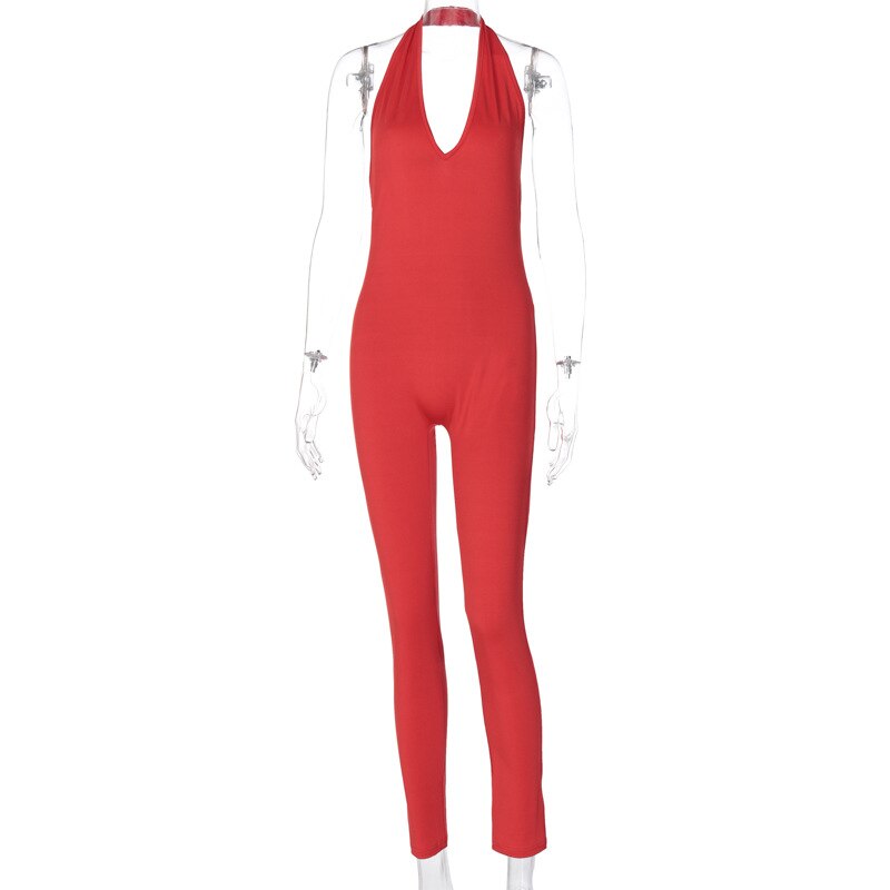 Women Long Jumpsuits Skinny Backless Sleeveless