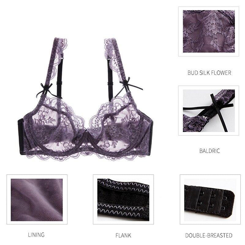 Sexy Lace Transparent Embroidery Lingerie Bra Underwear Set