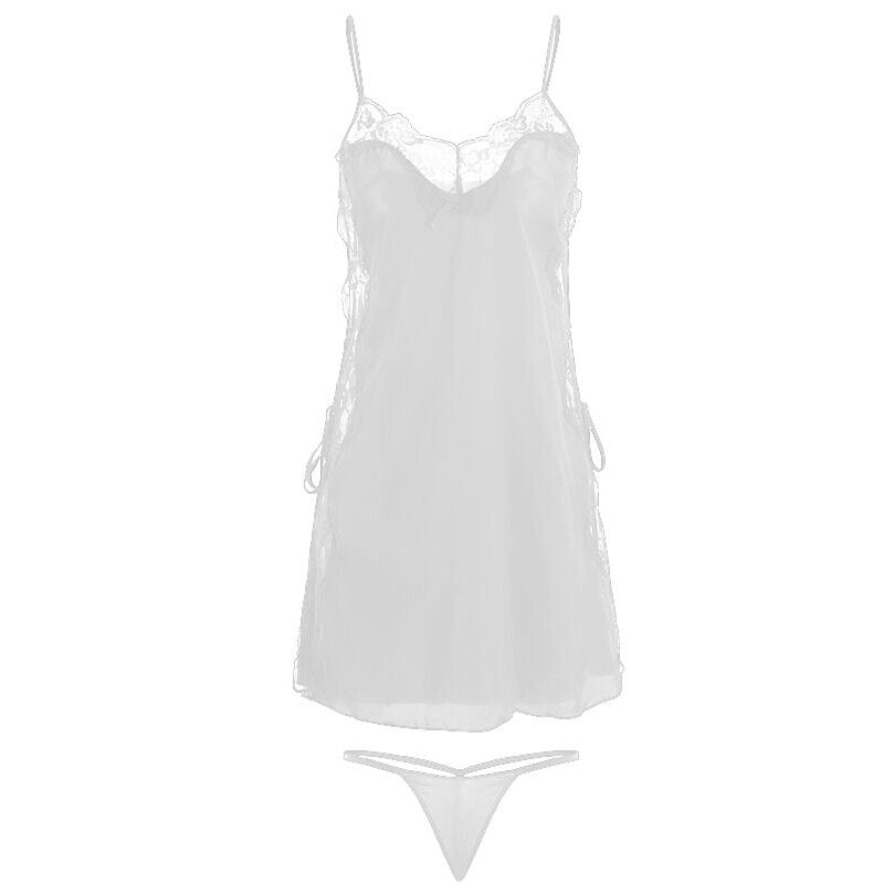 Women Sleepwear Silk Pajamas Set Lace Shorts Nightwear